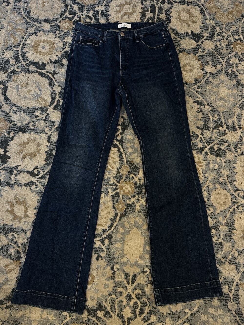 Lovervet High Rise Flare Jeans Dark Wash Trouser Women’s 16W Classic Boho City